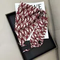Elegant burgundy floral print triangular waist scarf featuring decorative black bead trim - Wine Red Baroque Floral Style (款式-76)