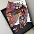 Elegant silk triangle waist scarf featuring colorful patchwork floral and paisley patterns - Retro Patchwork Print with Diamonds Style (款式-60)