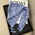 Elegant light blue paisley silk triangle scarf with beaded ends for waist styling - Light Blue Paisley Tassel Style (款式-53)