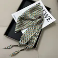 Elegant geometric pattern silk waist scarf for versatile styling - Teal Green Geometric Floral with Beads (64)