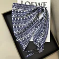 Blue and white geometric pattern triangle silk scarf for waist or neck decor - Blue and White Bohemian Geometric (65)