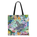 Vibrant zebra and tropical jungle print canvas tote bag with spacious interior design - 40x40cm / Forest Zebra (Black)