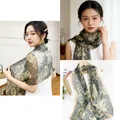 Elegant vintage floral and snake print Xili gauze silk scarf, 35x140cm stylish accessory - Wind Begonia