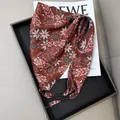 Elegant red paisley triangle silk scarf with bohemian floral pattern and smooth texture - Deep Red Paisley Floral with Beads (72)