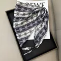 Elegant black and white striped geometric silk triangular scarf for versatile styling - Black and White Striped Rhombus Geometric (73)