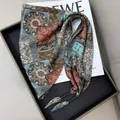 Vintage paisley print triangle waist scarf with elegant tie detail and luxury pattern - Retro Red Brown Paisley (Style-59)