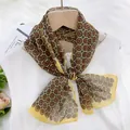 Elegant vintage geometric pattern Xili yarn silk scarf streamer 35x140cm for women - Overlapping Shadows