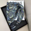 Elegant dark blue paisley print triangular silk waist scarf with floral patterns - Navy Paisley Print (Style-61)