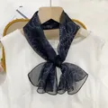 Premium navy blue paisley print silk scarf for women, 35x140cm elegant fashion wrap - Indigo Paisley