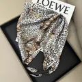 Luxury leopard print silk triangle scarf with elegant beaded ties for waist styling - Leopard and Tiger Head Print (Style-91)