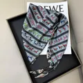 Elegant black striped triangle scarf with colorful horse pattern and beaded tassels - Grey and Black Striped Running Horse (Style-81)