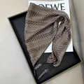 Elegant brown and white wavy pattern silk triangular scarf with premium refined texture - Brown and White Wave Print (Style-80)