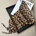 Elegant leopard print silk triangle waist scarf with luxury beaded ties for fashion women - Leopard Print (Style-88)