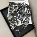 Elegant black polka dot and gold chain pattern triangle waist scarf - Black Polka Dot Chain Pattern Style (款式-66)