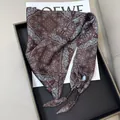 Elegant brown paisley print satin triangular waist scarf with decorative beaded rings - Brown Paisley (Style-13)