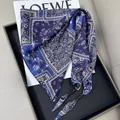 Elegant blue paisley silk triangle scarf with beaded tassels, versatile waist or neck accessory - Deep Blue Paisley Floral (Style-17)