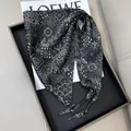 Black triangular silk waist scarf with white paisley pattern print - Black and White Paisley Floral (Style-15)