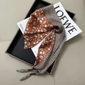 Elegant orange triangular silk scarf with fashion bag patterns for waist or neck - Bright Orange Bag Print Patchwork (Style-97)