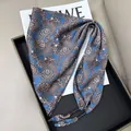Blue paisley pattern triangular silk scarf with elegant beaded ends and drape - Deep Blue Paisley with Trim (Style-19)