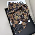 Elegant black paisley triangular silk scarf with beaded fringe detail and luxury feel - Black Paisley with Beads (Style-20)