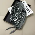 Elegant black triangle waist scarf featuring delicate white patterns for versatile styling - B&W Contrast Accessory Print (Style-98)