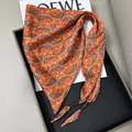 Elegant orange paisley triangular silk scarf featuring exquisite beaded fringe detail - Orange-Red Paisley Print (Style-27)