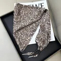 Elegant paisley patterned silk waist scarf with delicate beaded ends in neutral tones - Earth Tone Paisley Print (Style-39)