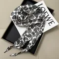 Elegant black and white paisley silk scarf for waist or neck styling - Black and White Paisley Pattern (Style-40)
