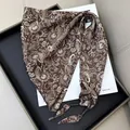 Elegant brown and white paisley print silk triangular scarf for waist or hair accessory - Brown Paisley Pattern (Style-30)