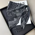 Elegant black paisley triangular silk scarf featuring decorative beaded tassels for waist styling - Black Paisley Pattern Beaded Style (Style-35)