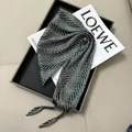 Green and white striped silk scarf for waist or neck, elegant pattern design - Dark Green Herringbone Printed Style (Style-2)
