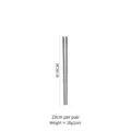 Premium 304 stainless steel chopsticks 19cm length weighing approx 28g per pair silver finish - 19cm装 / Silver (Square Head)