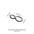 Matte 304 stainless steel double ring chopstick rest, 8.5cm length - Two-Ring Style / 8.5x4cm / Silver