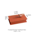 Boîte à cure-dents rectangulaire orange mat avec figurine de pie dorée élégante - Givré Mat / 10.5x6x2.2cm / Orange (Laque Mate)