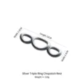 Matte 304 stainless steel three-ring chopstick rest and spoon holder in silver finish - Three-Ring Style / 12x3.3cm / Silver