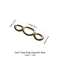 Golden matte 304 stainless steel triple-ring chopstick rest, 12cm long - Three-Ring Style / 12x3.3cm / Gold