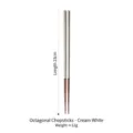 Minimalist Japanese octagonal iron wood chopsticks in cream white finish, 23cm length - 1 Pair / Off White
