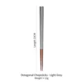 Professional Japanese octagonal non-slip wood chopsticks in elegant light grey finish - 1 Pair / Light Gray