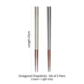Japanese octagonal ironwood chopsticks set of 2 pairs in off-white and light gray colors - 2 Pairs Pack / Creamy White + Light Gray