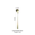 Elegant hammered gold stainless steel long handle spoon, 19.5cm length, lightweight 32g - Long Handle Spoon