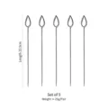Set of 5 professional stainless steel BBQ skewers with teardrop loop handles, length 22.5cm - Water Drop Hollow Style / 5 Pcs Set
