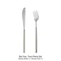Minimalist two-piece stainless steel cutlery set in white, includes a knife and a fork - Combination (Main Knife + Main Fork) / Baiyue Combination / Cream White
