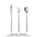 3-piece Nordic stainless steel cutlery set with white handles: knife, fork, and spoon - Combination (Main Knife + Fork + Spoon) / Baiyue Combination / Cream White