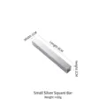Small silver stainless steel square rest for chopsticks and spoons, 8x1x1cm dimensions. - Square Bar Style / Small (8cm) / Silver