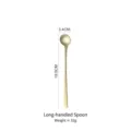 Cucchiaio a manico lungo in acciaio inox 304 dorato, texture martellata, 19,5 cm. - Cucchiaio a Manico Lungo / Oro