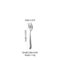 Small stainless steel dessert fork with matte finish for cake and fruit 12.6cm length - Small Cake Fork