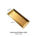 Elegante gouden rechthoekige roestvrijstalen handdoektray met gehamerd patroonafwerking - Gehamerde Stip Stijl / Goud