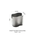 Minimalist silver stainless steel toothpick holder with wood grain texture, 7cm height. - Small Tree Bark Toothpick Cup (Ref Ice Crack Series) / 6.8x4.5x7cm / Silver