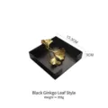 Modern black square stainless steel napkin holder with decorative golden ginkgo leaf - Black Ginkgo Leaf Style