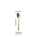 Gold stainless steel teaspoon with matte finish, measuring 14.4cm long and 2.8cm wide - Tea Spoon